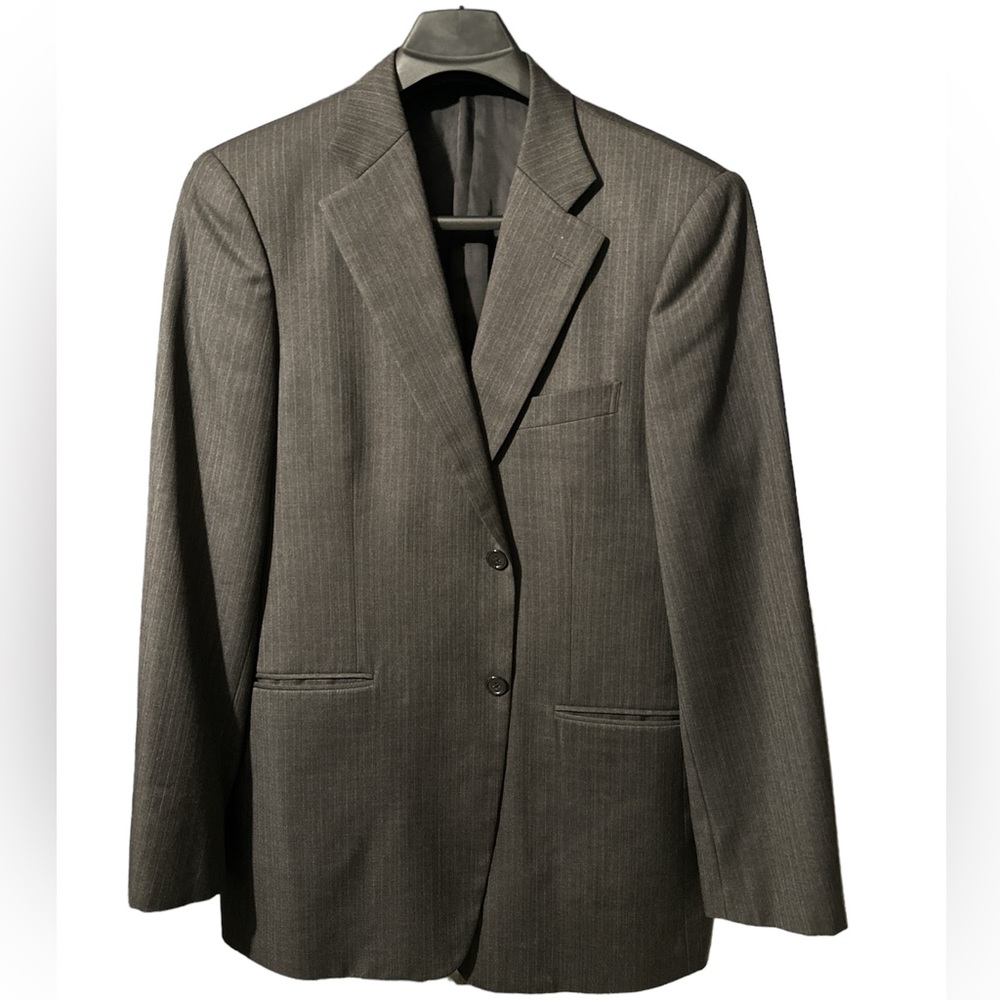 John W Nordstrom Loro Piana Suit 2 Piece Dark Grey Striped 42R/38W